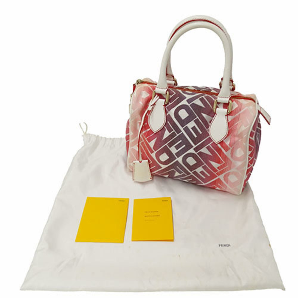 FENDI Canvas Red White 8BL068 Boston Bag - Picture 6 of 16